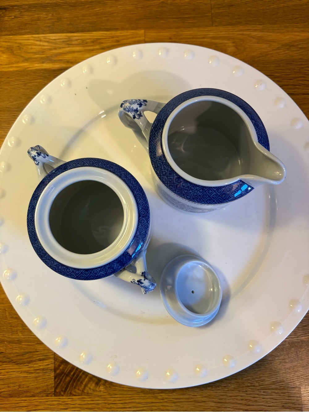 Spode ‘Fitzhugh Blue’ creamer and sugar with lid - Picture 7 of 15